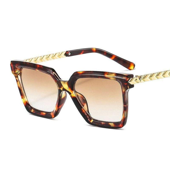 New Fashion Cat Eye Sunglasses Women Men Leopard Black Gradient Lens Metal Luxury Frame Brand Designer Square Sunglasses