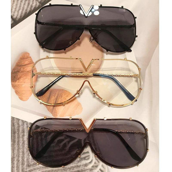 New Fashion One Piece Shield For Women Vintage Oversized Paw Sun Glasses