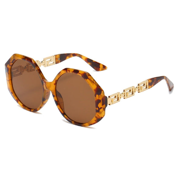 Fashion Round Sunglasses Women Men Luxury Model Leopard Black Style Brand Designer Hollow Decorative Frame Vintage Cool