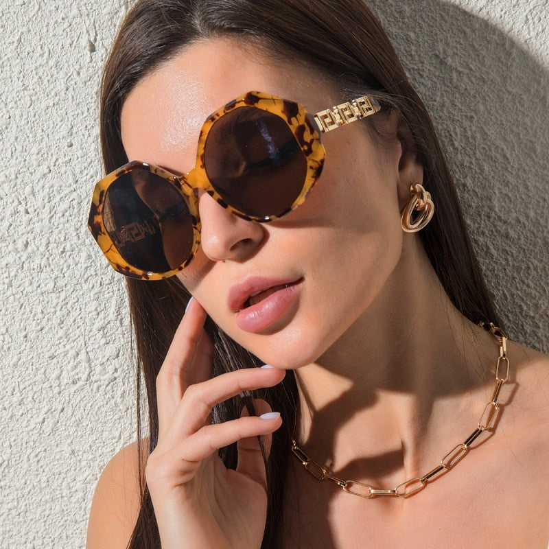 Fashion Round Sunglasses Women Men Luxury Model Leopard Black Style Br –  Jollynova