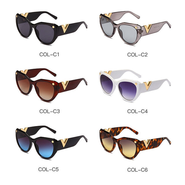 2023 New Luxury Brand Black Oversized Shades Lady Refined Design Large Big Sun Glasses Women Fashion V Cat Eye Sunglasses Uv400