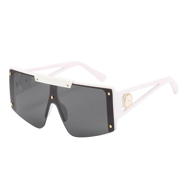 Vintage Rimless Oversize Shield Sunglasses For Women Square Sun Glasses Female Purple Shades