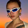 New Moon Rectangular Sunglasses for Women Man Vintage Outdoor Cycling Sports Hip Hop Punk Sun Glasses