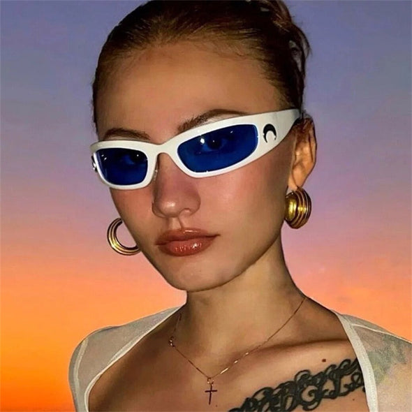 New Moon Rectangular Sunglasses for Women Man Vintage Outdoor Cycling Sports Hip Hop Punk Sun Glasses