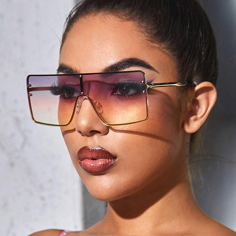 Designer Oversized One Piece Square Sunglasses