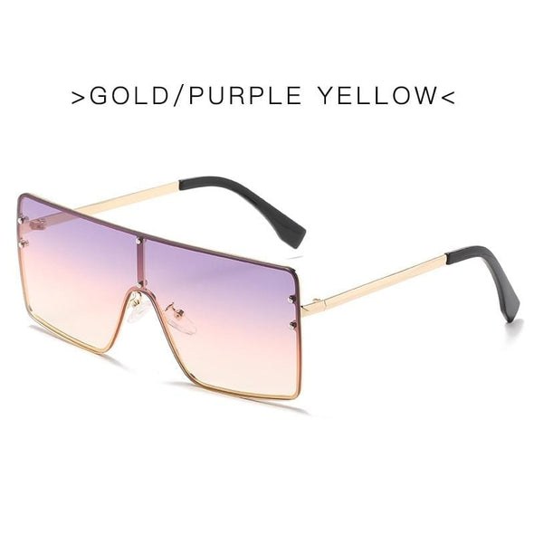 One Piece Square Sunglasses Designer Oversized Big Frame Shades