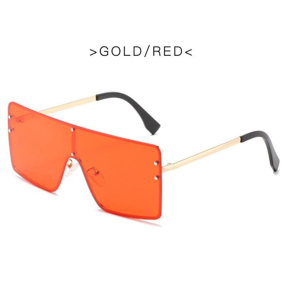 One Piece Square Sunglasses Designer Oversized Big Frame Shades