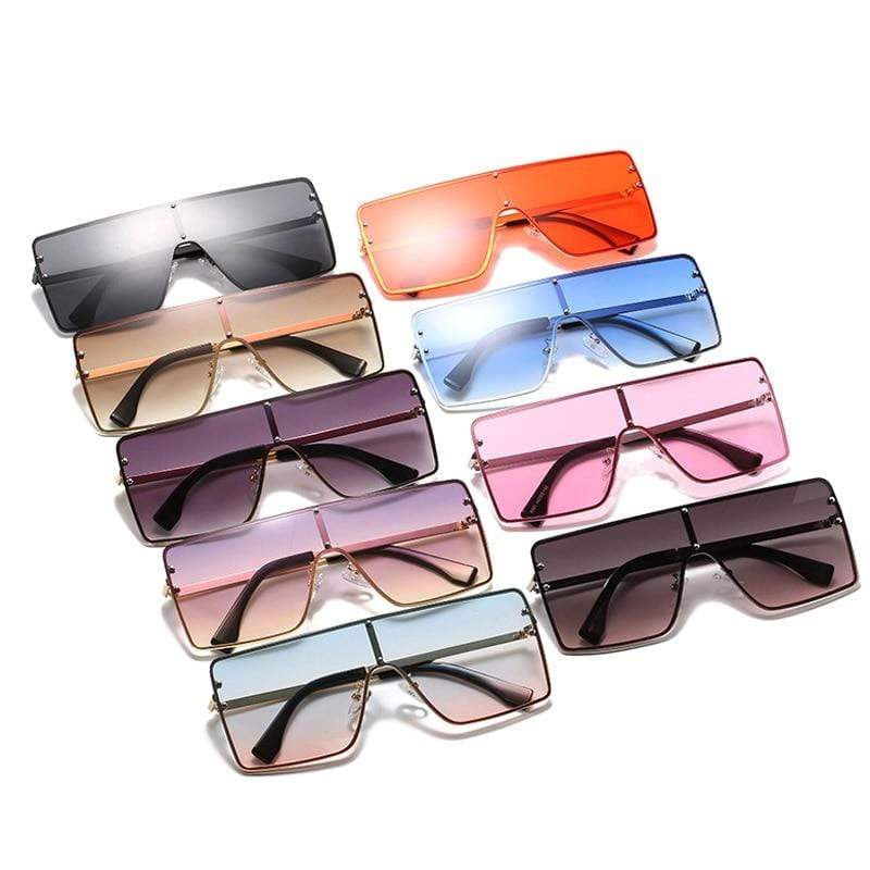 One Piece Sqaue Sunglasses Women Men Big Frames Eyeglasses Luxury