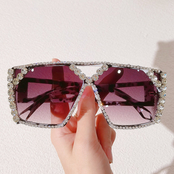 New Personalized Large Frame Women's Sunglasses Rhinestone Sunglasses Fashion Travel Party Glasses Sunglasses