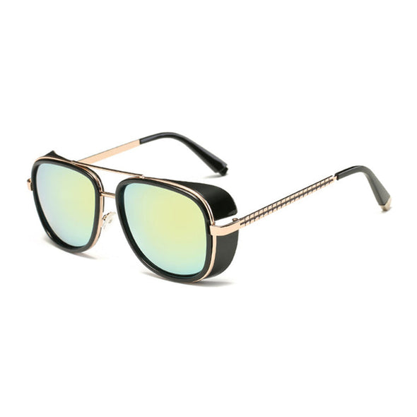 Steampunk ton stark Iron Man 3 sunglasses men brand women mirror designer sun glasses Vintage lens red sunglasses