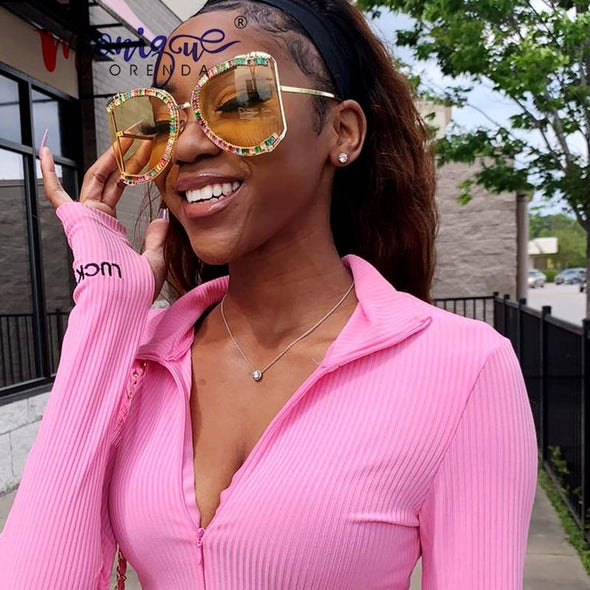 Sunglasses Women Oversized CZ Diamond Designer Sun Glasses Ladies Luxury Glasses Shades for Women