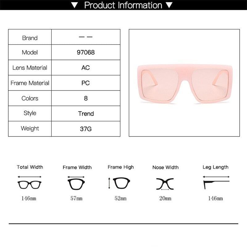 2021 Vintage Big Frame Oversized Sunglasses Women Pink Sun Glasses Me –  JollyHola