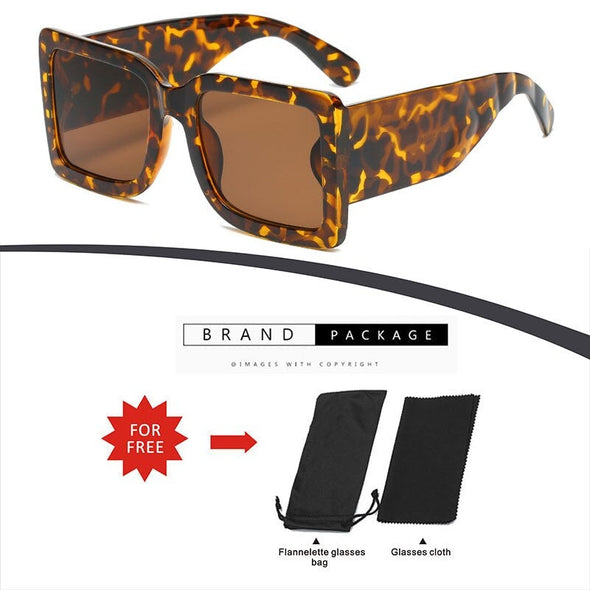 new European and American trend l square sunglasses men and women personality wide-legged sunglasses hit color glasses