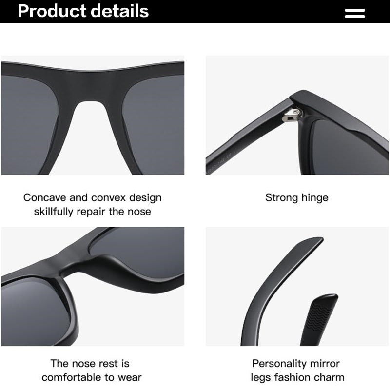 2022 Classic Men's Square Sunglasses Fashion Brand Designer Rivet