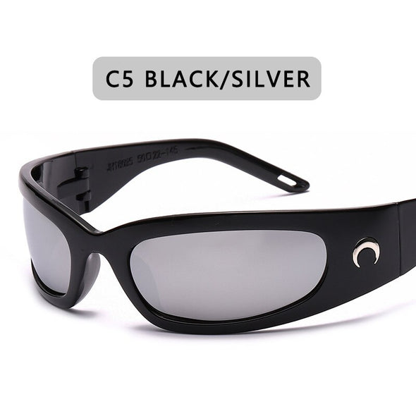 2023 New Moon Rectangular Sunglasses for Women Man Vintage Outdoor Cycling Sports Hip Hop Punk Sun Glasses UV400 Trend Female