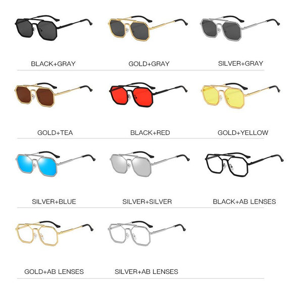 2023 Polygon Punk Sunglasses Men Women Brand Vintage Sun Glasses Metal Steampunk Style Fashion Oculos de sol UV400