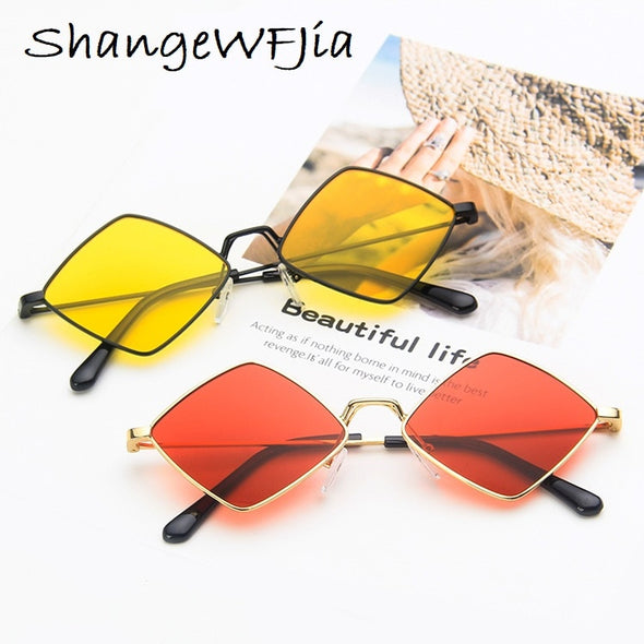 2023 Sunglasses Women Metal Rhombus Sun glasses Irregular Vintage Small Frame Goggle Uv400 Ladies Oculos Gafas De Sol