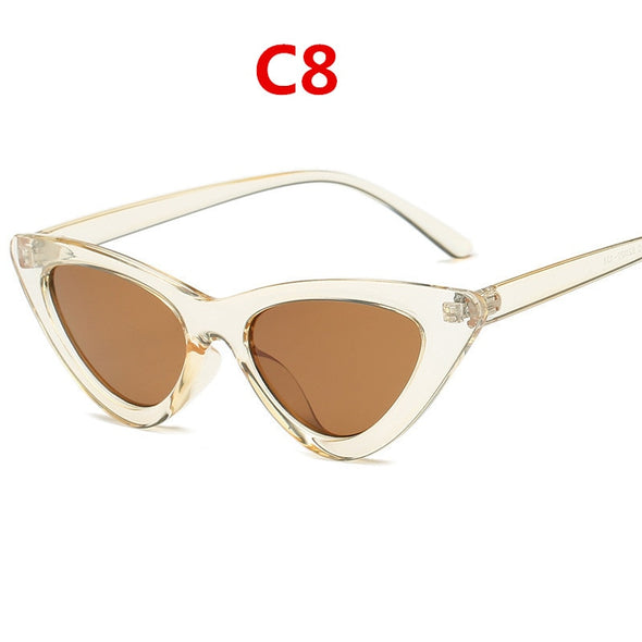 2023 fashion sunglasses woman brand Designer vintage retro triangular cat eye glasses oculos De Sol Transparent ocean uv400