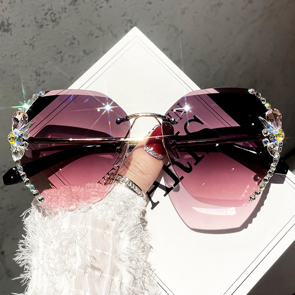 Vintage Square Sunglasses Women Luxury Oversized Rimless Sun Glasses Shades  Female …