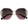 2023 Luxury Brand Design Vintage Rimless Rhinestone Sunglasses Women Men Fashion Gradient Lens Sun Glasses Shades for Female