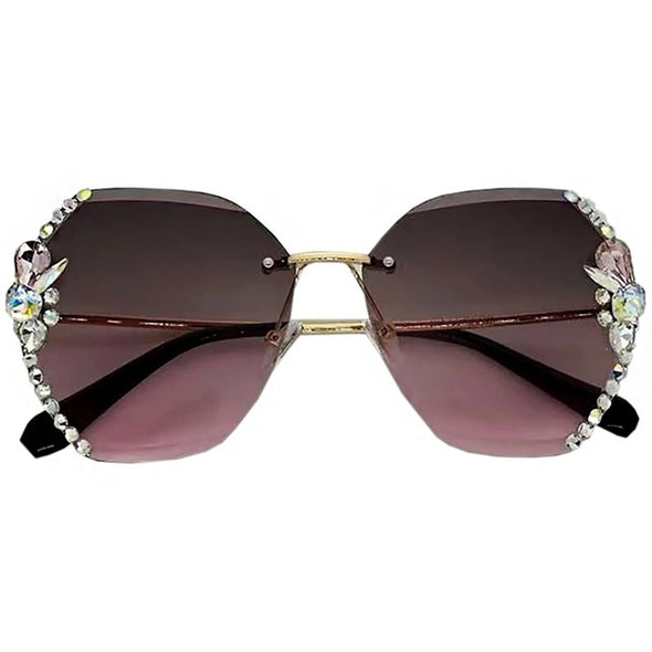 2023 Luxury Brand Design Vintage Rimless Rhinestone Sunglasses Women Men Fashion Gradient Lens Sun Glasses Shades for Female