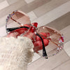 2023 Luxury Brand Design Vintage Rimless Rhinestone Sunglasses Women Men Fashion Gradient Lens Sun Glasses Shades for Female