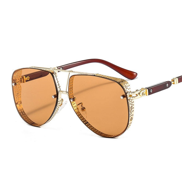 2023 New Hollow Pattern Oval Sunglasses Men Women Luxury Trend Brand Designer Metal Alloy Frame Gradients Lens conspicuous Pilot