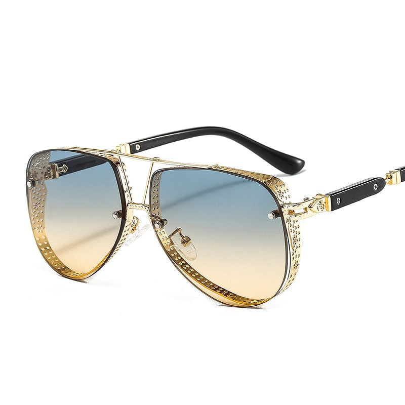 2023 New Hollow Pattern Oval Sunglasses Men Women Luxury Trend