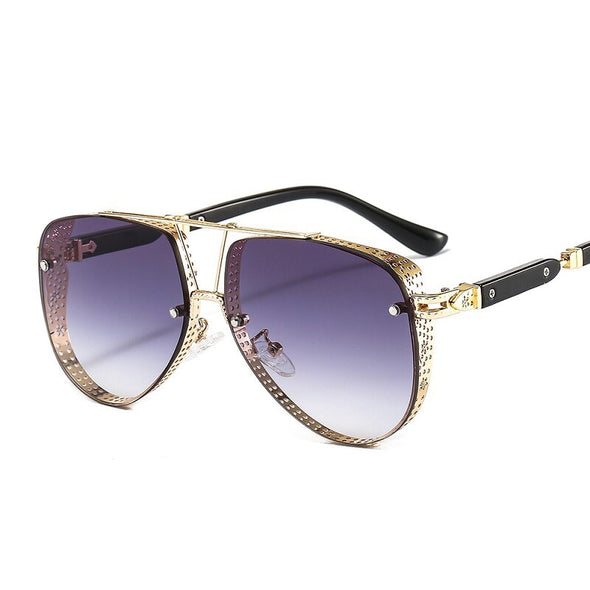 2023 New Hollow Pattern Oval Sunglasses Men Women Luxury Trend Brand Designer Metal Alloy Frame Gradients Lens conspicuous Pilot
