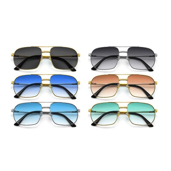 New Pilot Sunglasses for Men Fashion Retro Double Bridge Girder Metal Sun Glasses Women UV400 Male Trending Products Shades