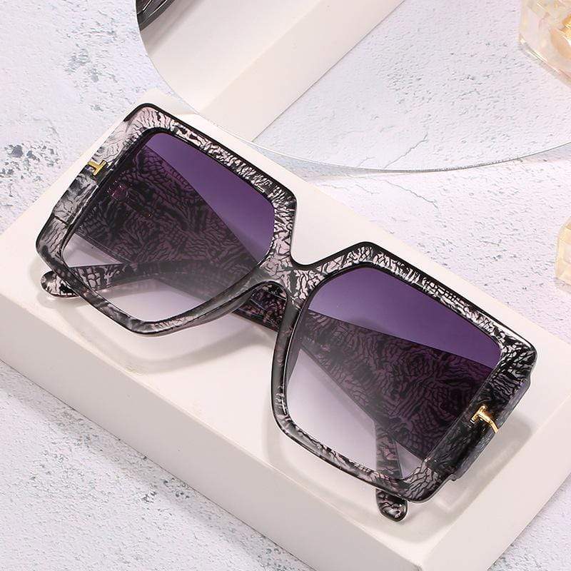 Classic Oversized Square Sunglasses Women New Fashion Black Leopard Su –  Jollynova