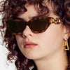 Vintage Cat Eye Sunglasses Small Metal Chain Sunglasses Elegant Eyeglasses Trend Fashion Black Shades