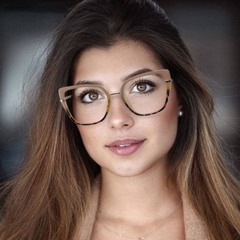 Jolly Classic Metal Square Frame Glasses, Clear Oversized Lens Retro Glasses,  for Women Men 