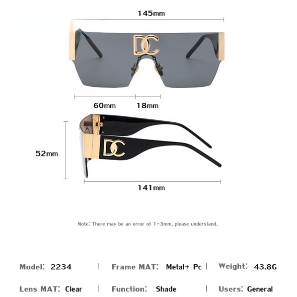 Vintage Square Rimless Sunglasses Women Fashion Luxury Brand Frameless Sun Glasses For Men OnePiece Eyeglasses Shades UV400