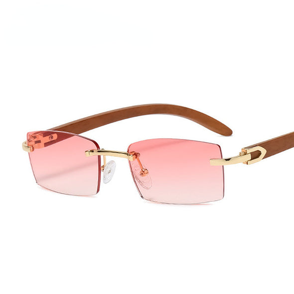 Sqaure Brand Designer Sunglasses Men Women Sun Glasses Wood Frames Rimless Black Eyeglasses Fashion Eyewear Gafas De Sol