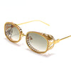 Shiny Rhinestone Sunglasses Women Luxury Diamond Oval Sun Glasses for Ladies Hollow Floral Metal Frames Eyeglasses Eyewear