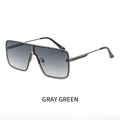 Oversized Sunglasses Men Luxury Brand Designer One Piece Mental Frame Square Sun Glasses For Man Vintage Lentes