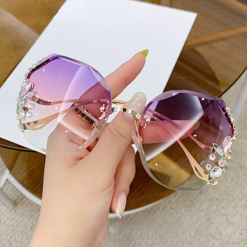 New Fashion 2020 Round Sunglasses Women Luxury Rimless Feamle