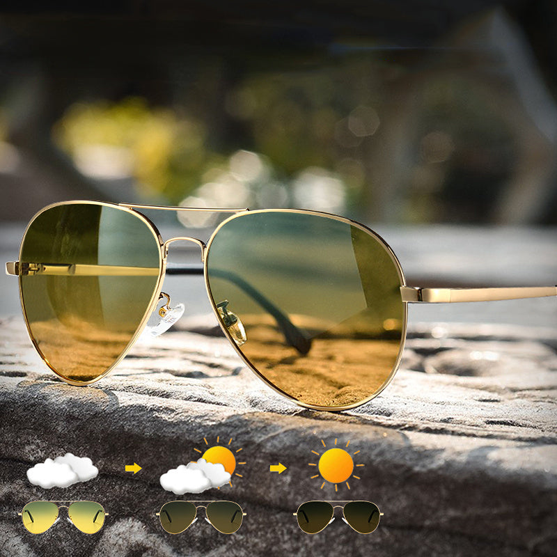 Photochromic Sunglasses Men Polarized Aviation Day Night Vision