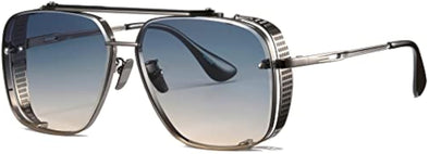 JOLLYNOVA Fashion Oversized Square Aviator Gradient Sunglasses For Men Vintage Metal Side Shield Steampunk Sun Glasses 64mm