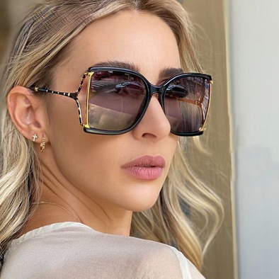 vintage oversized gradient black sunglasses for women luxury brand alloy square sun glasses female elegant sexy shades  red