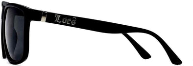 Locs Gangster Oversized Rectangular Horn Rim Sunglasses All Black, mens