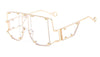 Metal Rivet Eyewear Oversized Mirror Square Sunglasses Men Women Shades Glasses Trend Unique Female UV400