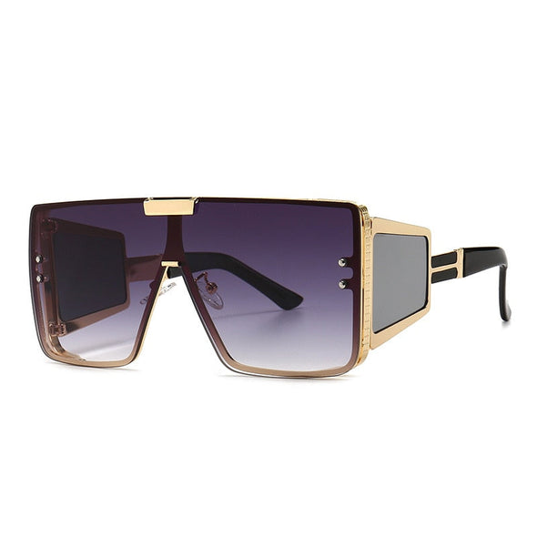46588 Oversized Luxury Brand Sunglasses Retro Men Women Fashion One Lens Shades Uv400 Vintage Glasses
