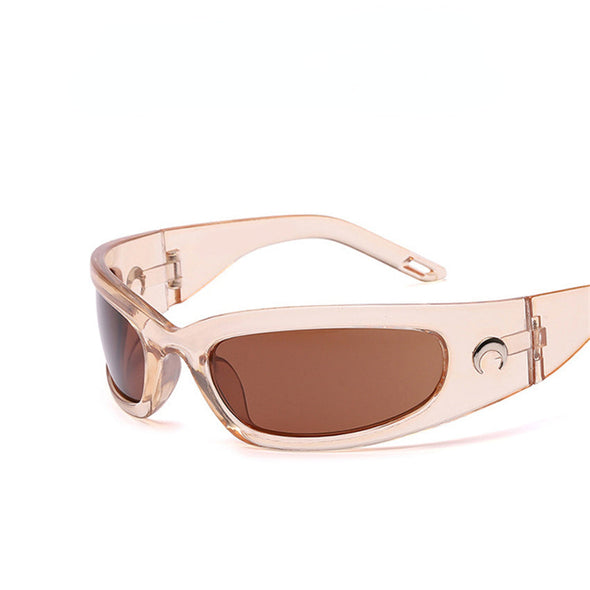 New Moon Rectangular Sunglasses for Women Man Vintage Outdoor Cycling Sports Hip Hop Punk Sun Glasses