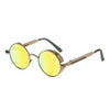 Men's Retro Round Metal HD Polarized Punk Steampunk Sunglasses