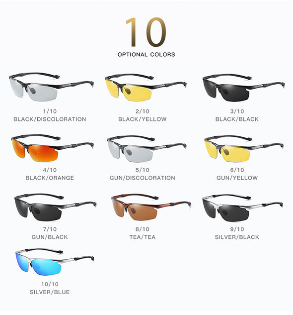 8016 Aluminium Polarized Driving Sunglasses For Men UV400 Protection Glasses Tac Orange Lenses Men New Brand Sunglasses 8016