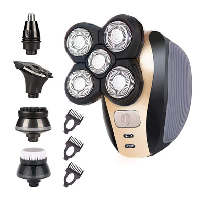 5-in-1 Electric Shaver for Men 4D Floating Hair Trimmer for Bald Men 5 Head Cordless Grooming Kit with Waterproof IPX6