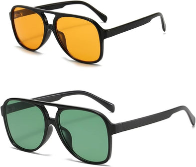 Jollynova Vintage Aviator Sunglasses for Women Men 70s Glasses Retro Oversized Yellow Lens Shades