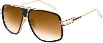 Tskestvy Oversized 70s Aviator Sunglasses for Men Disco Sun Glasses Cool Designer Tinted Shades Gold Alloy Frame